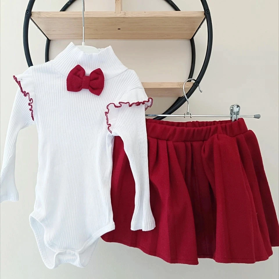 24 mois 2 ans ensemble Body côtelé et jupe hiver